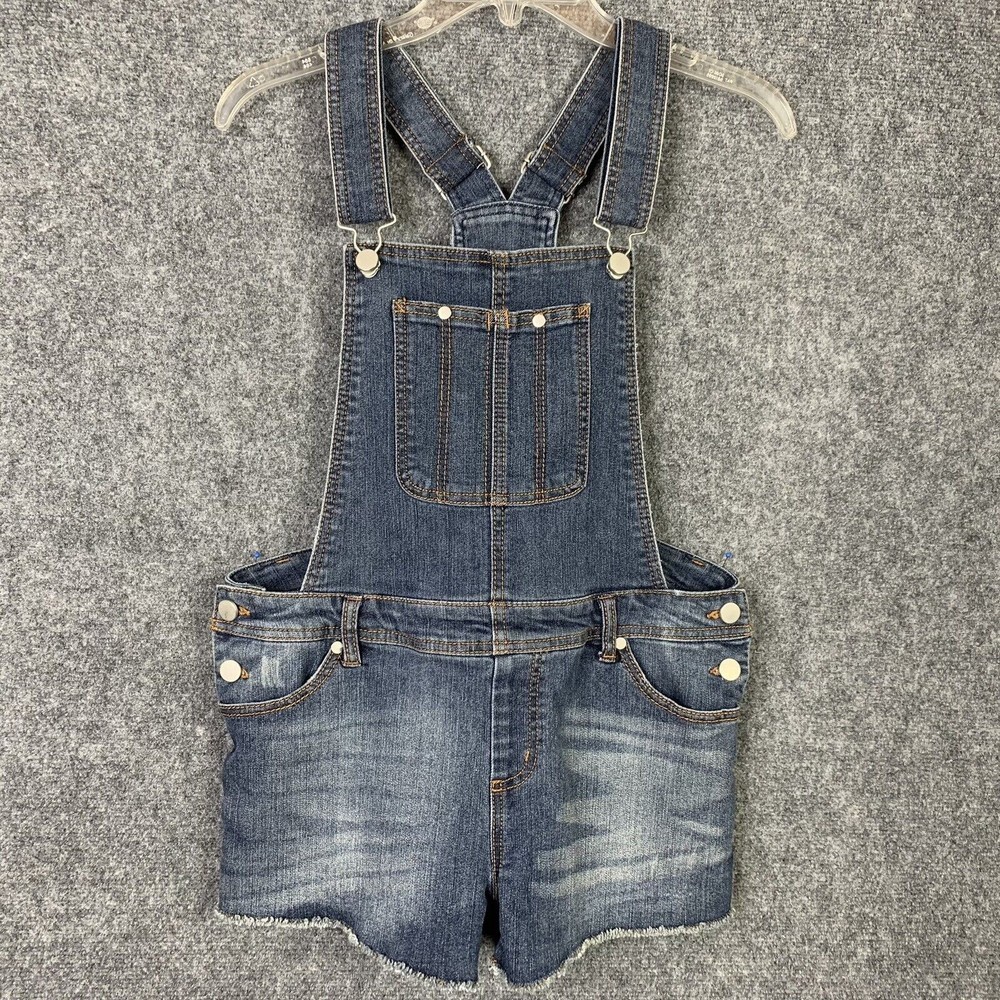 Tinseltown Shortall Women Size M Raw Hem Pocket Bib Distressed